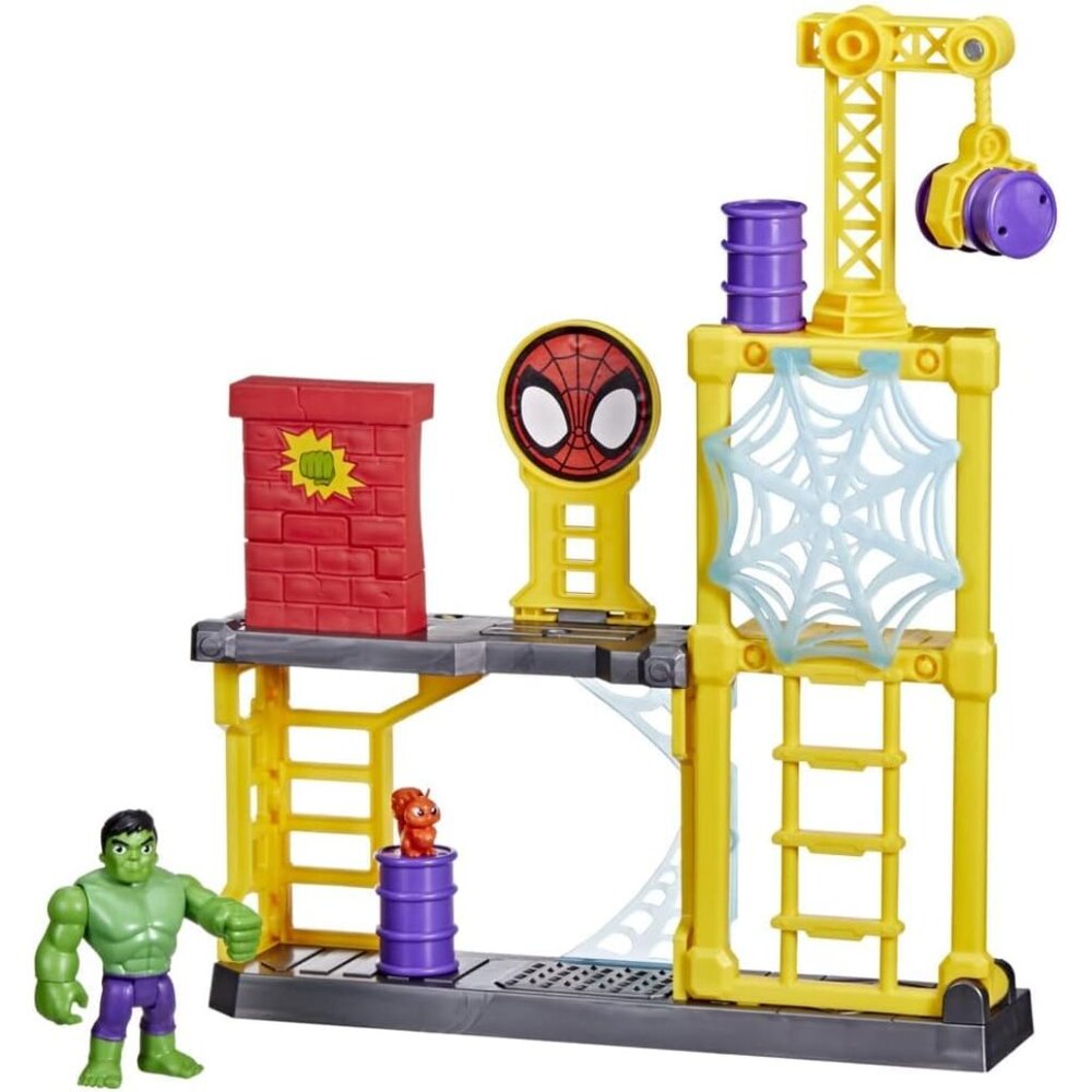 Hulk’s Smash Yard Preschool Toy, Hulk Playset with Toppling Tower and Smash Wall